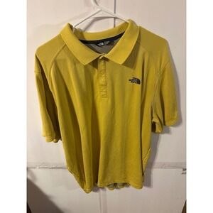The North Face Mens Polo Shirt Yellow Short Sleeve Logo‎ XXL Flash Dry Active